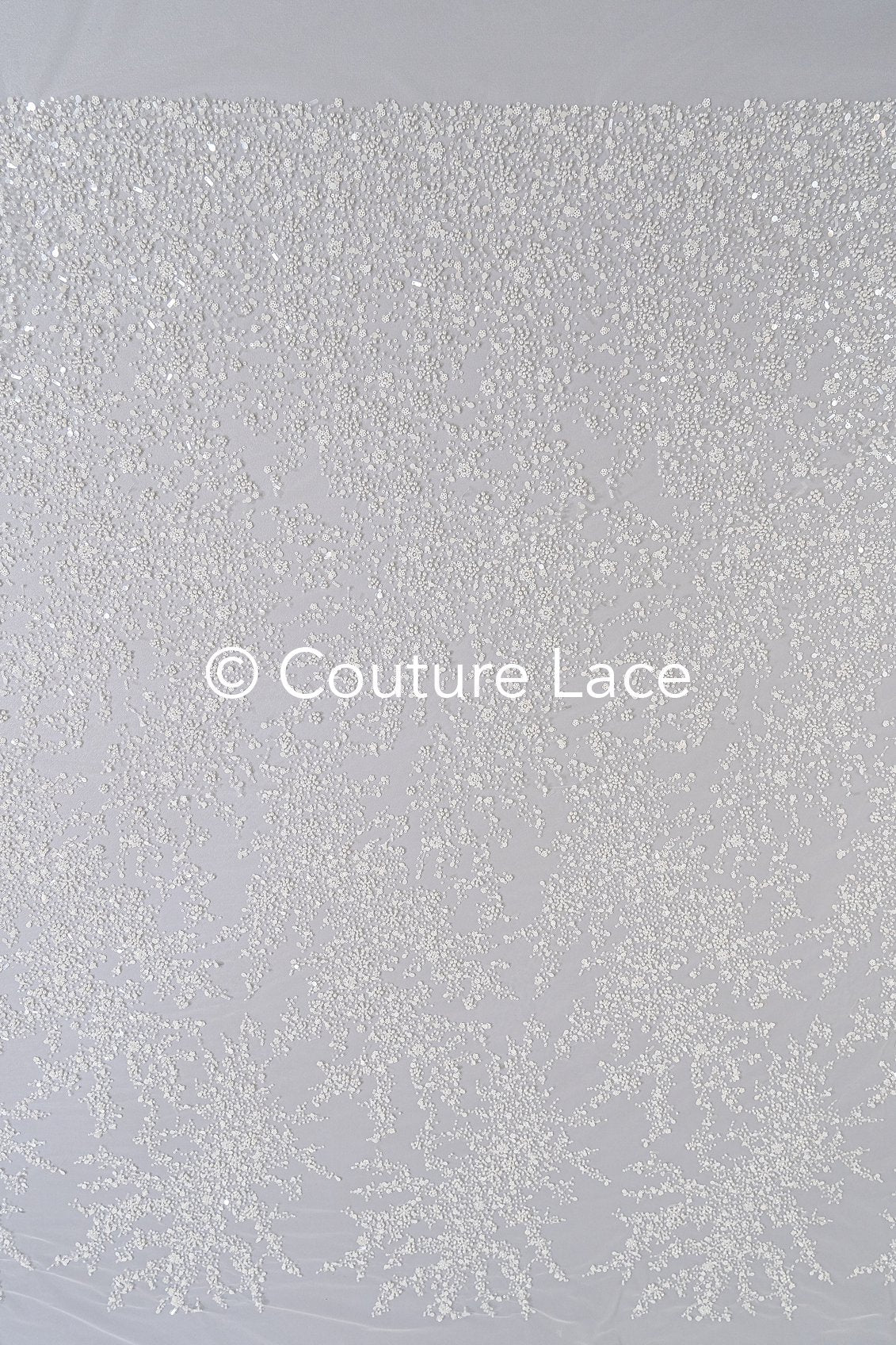 Perlenbestickte Brautspitze/ Perlenstickerei für Brautkleider/ Brautstoffe  // L25-733