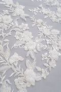 Romatische, Florale Spitze für Brautkleider, 3D Blumenspitze für Brautmode // L25-734