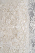 Romatische, Florale Spitze für Brautkleider, 3D Blumenspitze für Brautmode // L25-734