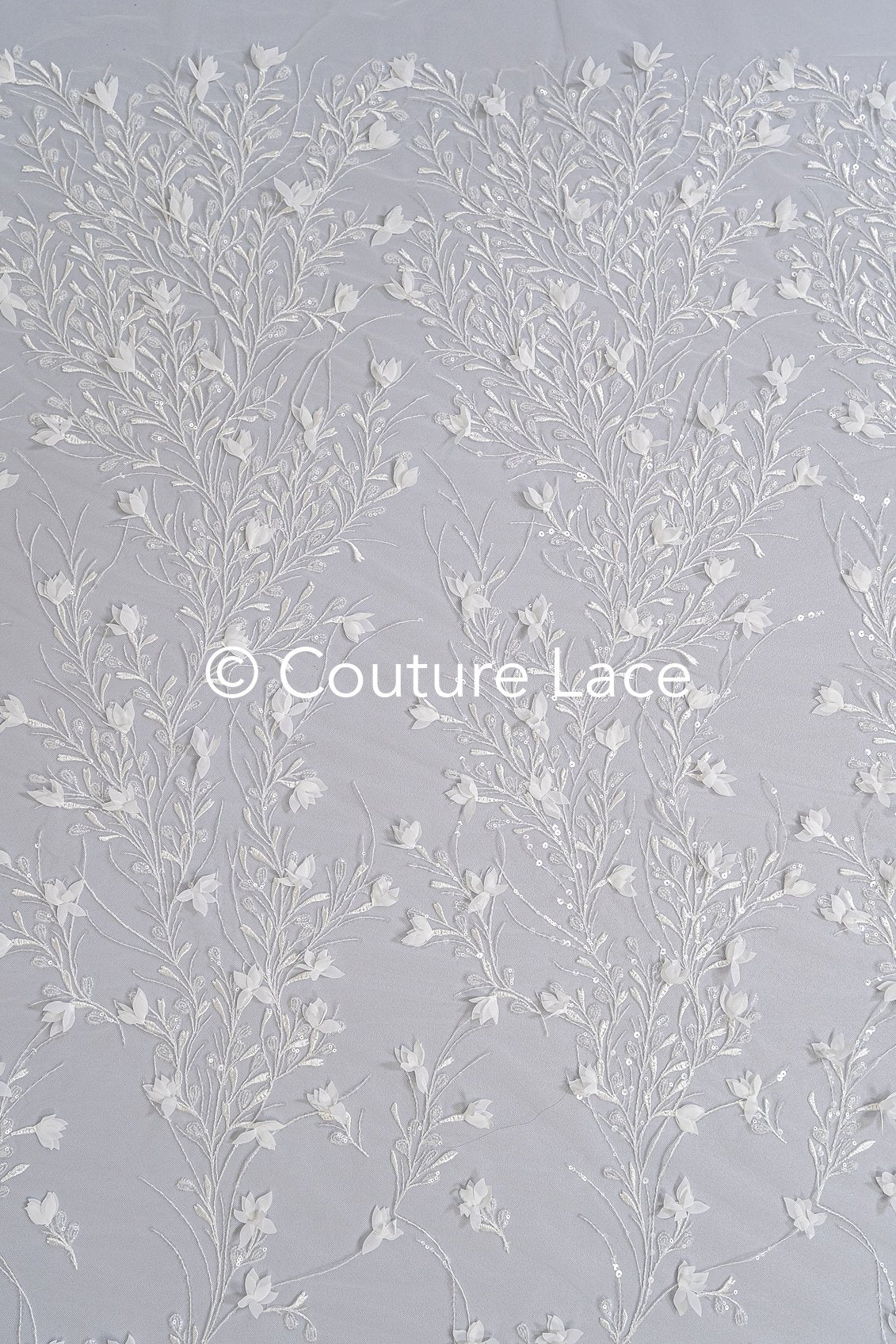 Romantische 3D Blumen Handbestickte Brautspitze – Perfekt für Brautkleider und Braut-Couture // L25-736