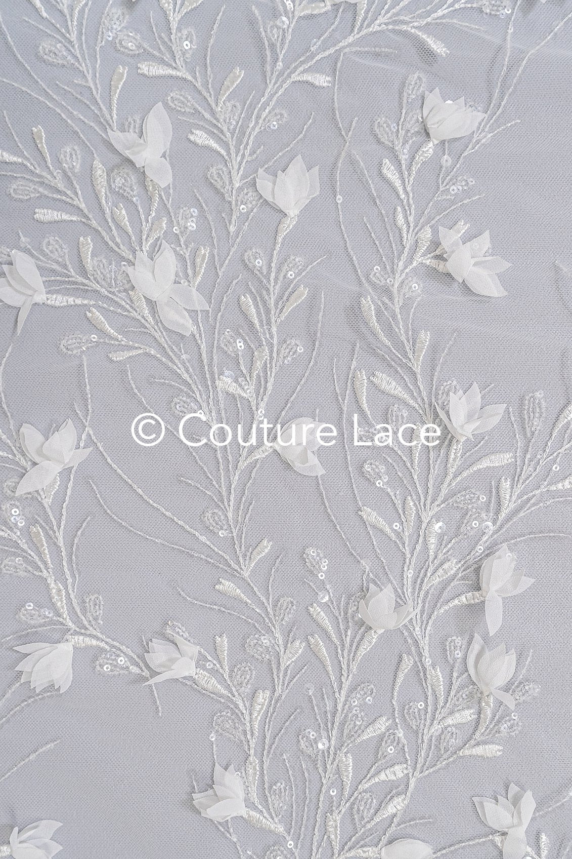 Romantische 3D Blumen Handbestickte Brautspitze – Perfekt für Brautkleider und Braut-Couture // L25-736