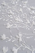 Romantische 3D Blumen Handbestickte Brautspitze – Perfekt für Brautkleider und Braut-Couture // L25-736