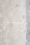 Romantische 3D Blumen Handbestickte Brautspitze – Perfekt für Brautkleider und Braut-Couture // L25-736