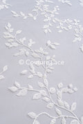 Fine floral 3D blossom bridal lace, bridal fabric with embroidery for wedding dresses with small flowers // L25-742