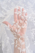 Fine floral 3D blossom bridal lace, bridal fabric with embroidery for wedding dresses with small flowers // L25-742