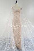 Fine floral 3D blossom bridal lace, bridal fabric with embroidery for wedding dresses with small flowers // L25-742