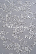 Beaded bridal lace/ Beaded embroidery for wedding dresses/ Bridal fabrics // L25-749