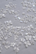 Beaded bridal lace/ Beaded embroidery for wedding dresses/ Bridal fabrics // L25-749