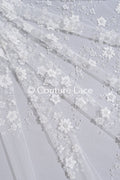 Beaded bridal lace/ Beaded embroidery for wedding dresses/ Bridal fabrics // L25-750