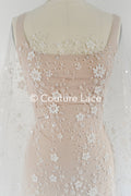 Beaded bridal lace/ Beaded embroidery for wedding dresses/ Bridal fabrics // L25-750