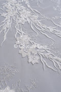 Beaded bridal lace/ Floral lace for wedding dresses/ High-quality bridal fabrics // L25-751