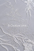 Beaded bridal lace/ Floral lace for wedding dresses/ High-quality bridal fabrics // L25-751