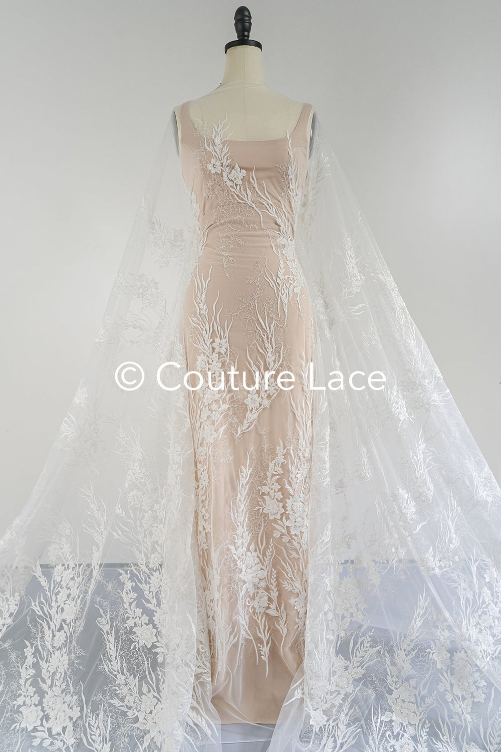 Beaded bridal lace/ Floral lace for wedding dresses/ High-quality bridal fabrics // L25-751