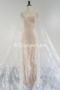 Beaded bridal lace/ Floral lace for wedding dresses/ High-quality bridal fabrics // L25-751