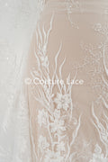 Beaded bridal lace/ Floral lace for wedding dresses/ High-quality bridal fabrics // L25-751