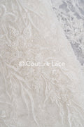 Beaded bridal lace/ Floral lace for wedding dresses/ High-quality bridal fabrics // L25-751