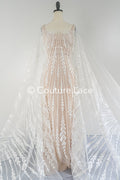 Fine bridal lace with floral pattern/ Boho bridal lace // L25-755