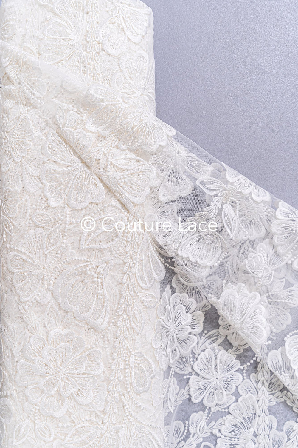 Boho bridal lace with floral pattern/ Boho lace for wedding dress // L25-756