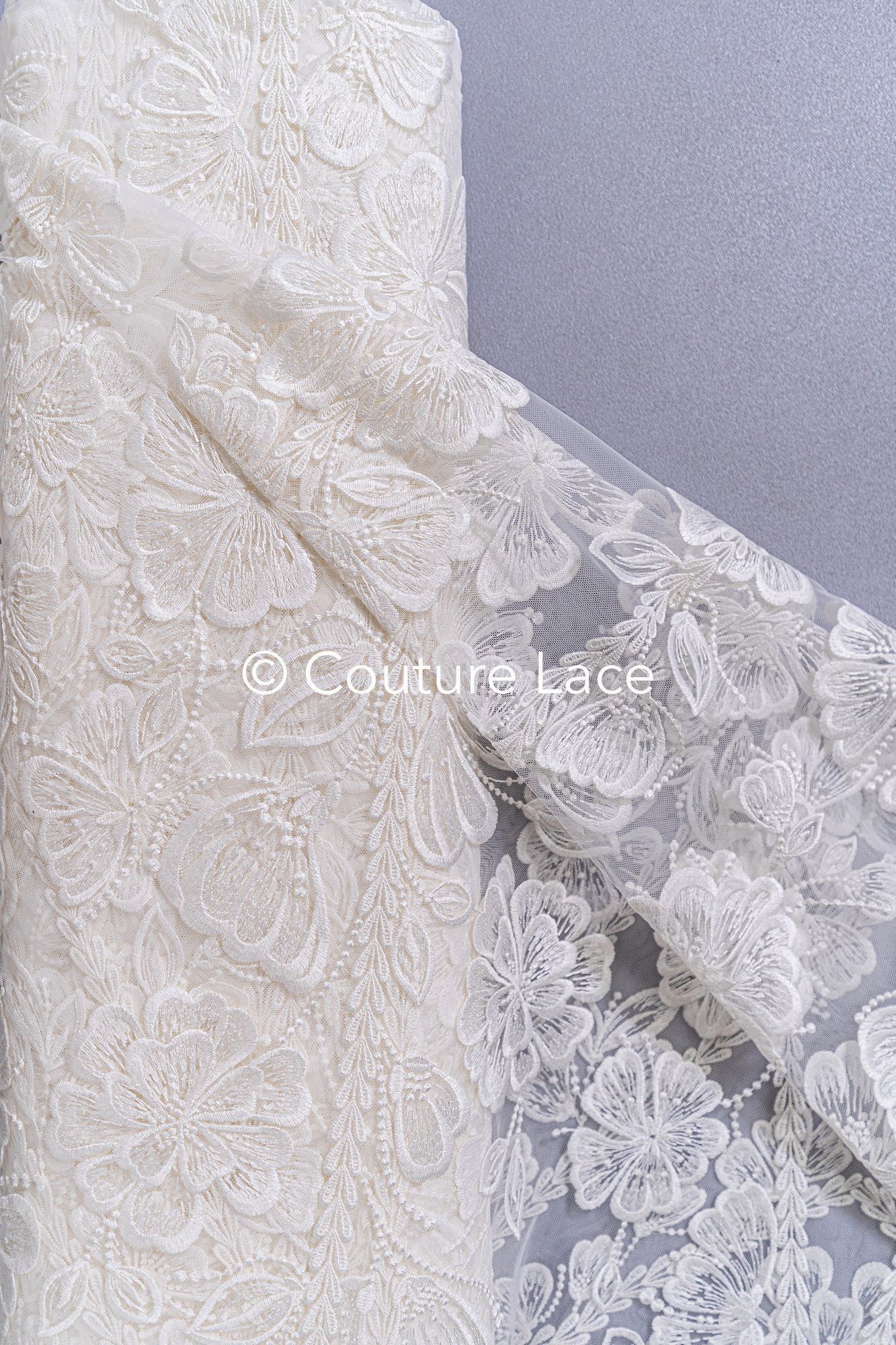 Encaje nupcial boho con estampado floral / encaje boho para vestido de novia // L25-756