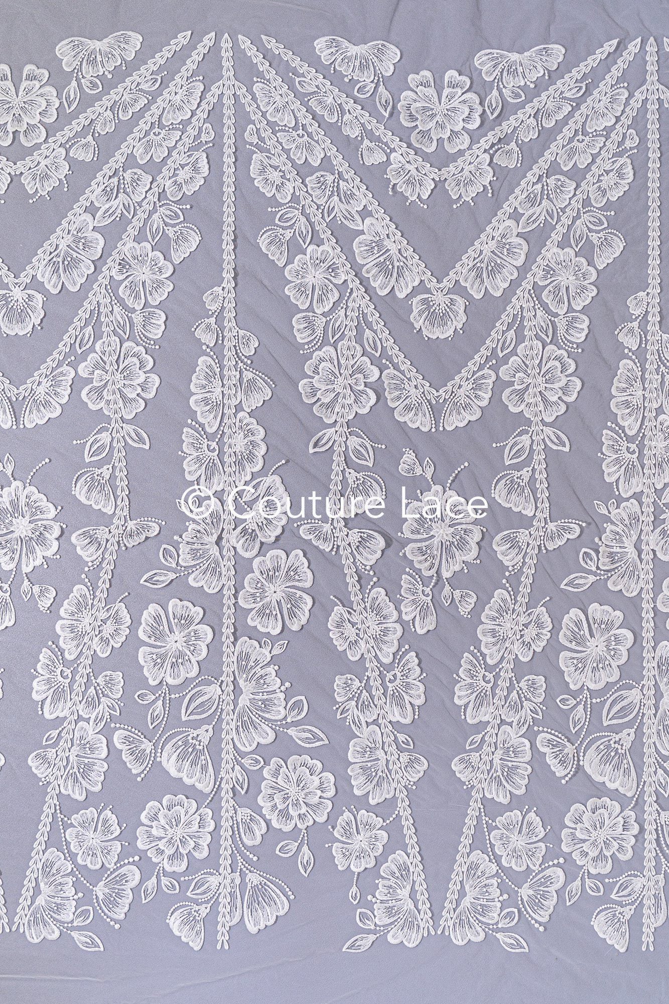 Encaje nupcial boho con estampado floral / encaje boho para vestido de novia // L25-756