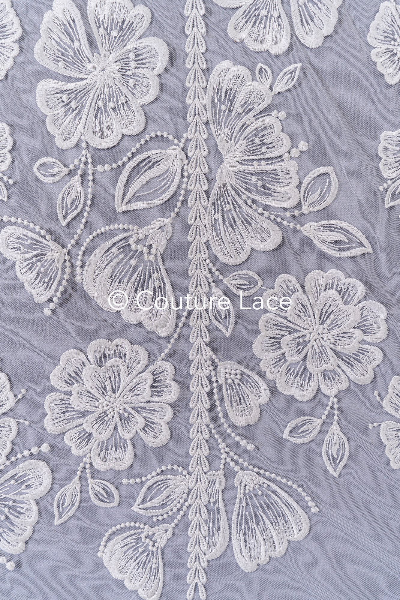 Encaje nupcial boho con estampado floral / encaje boho para vestido de novia // L25-756