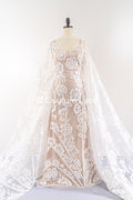 Boho bridal lace with floral pattern/ Boho lace for wedding dress // L25-756