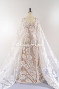 Encaje nupcial boho con estampado floral / encaje boho para vestido de novia // L25-756