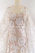 Encaje nupcial boho con estampado floral / encaje boho para vestido de novia // L25-756