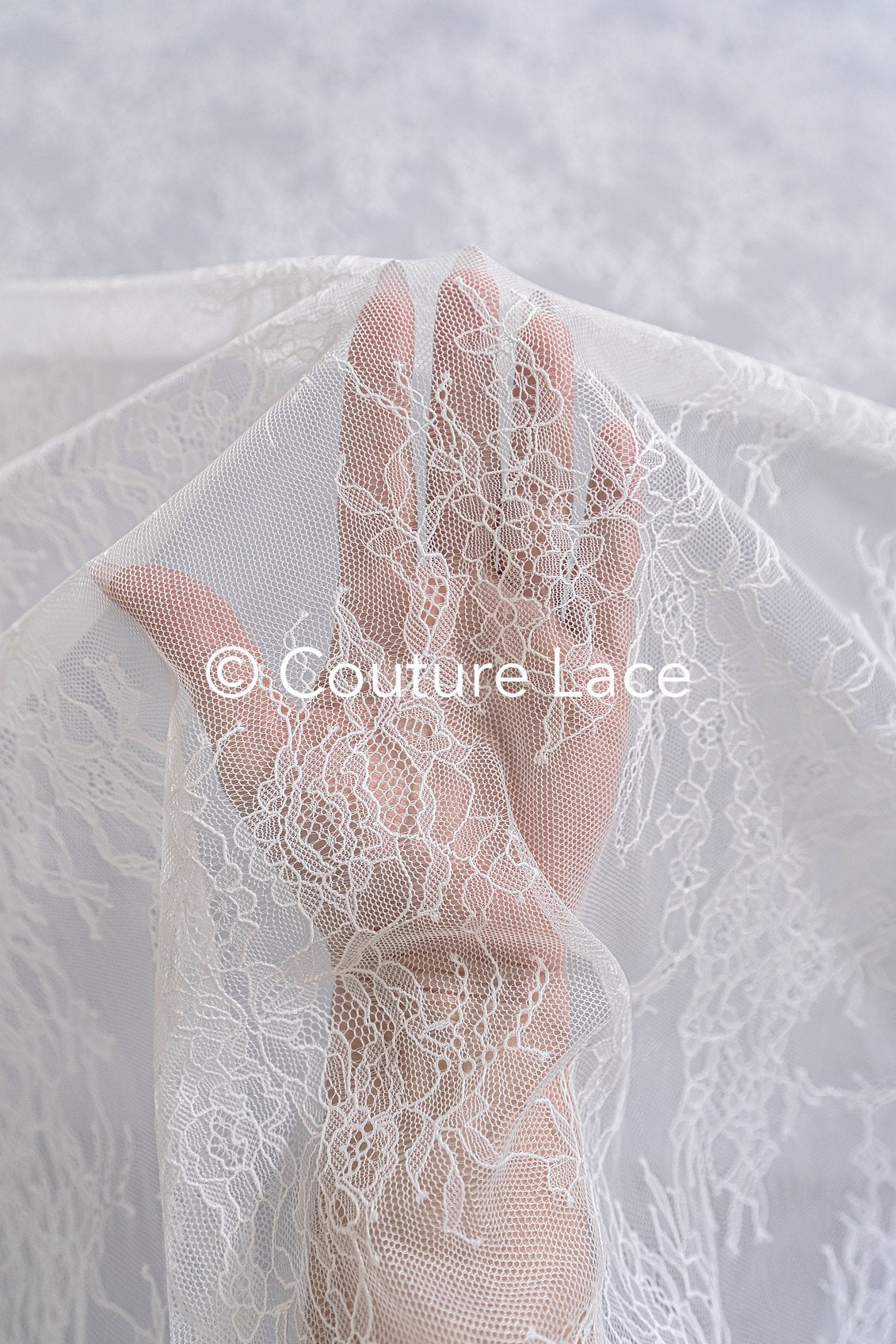 3 mètres de dentelle florale française / Dentelle florale française pour mariée // L25-757