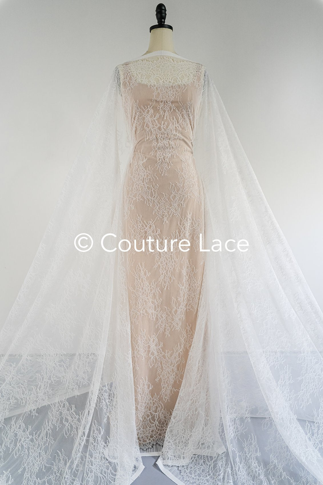 3 mètres de dentelle florale française / Dentelle florale française pour mariée // L25-757