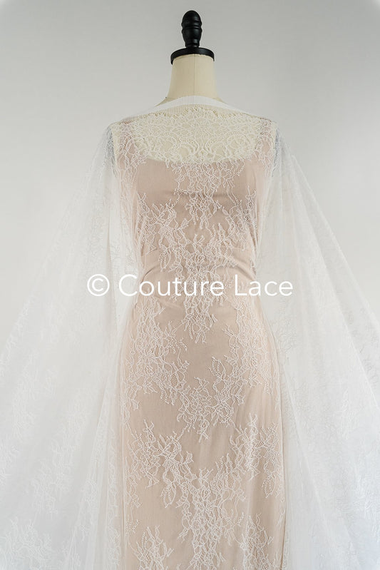 3 mètres de dentelle florale française / Dentelle florale française pour mariée // L25-757