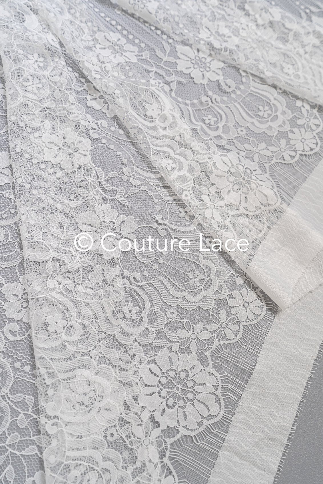 3 mètres de dentelle florale française / Dentelle florale française pour mariée // L25-758