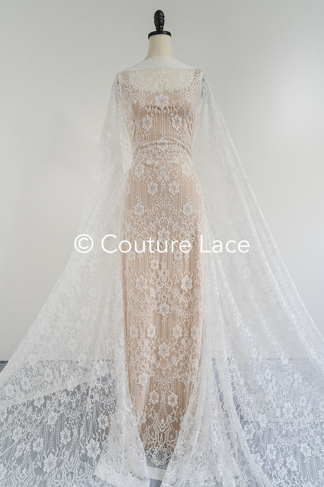 3 mètres de dentelle florale française / Dentelle florale française pour mariée // L25-758