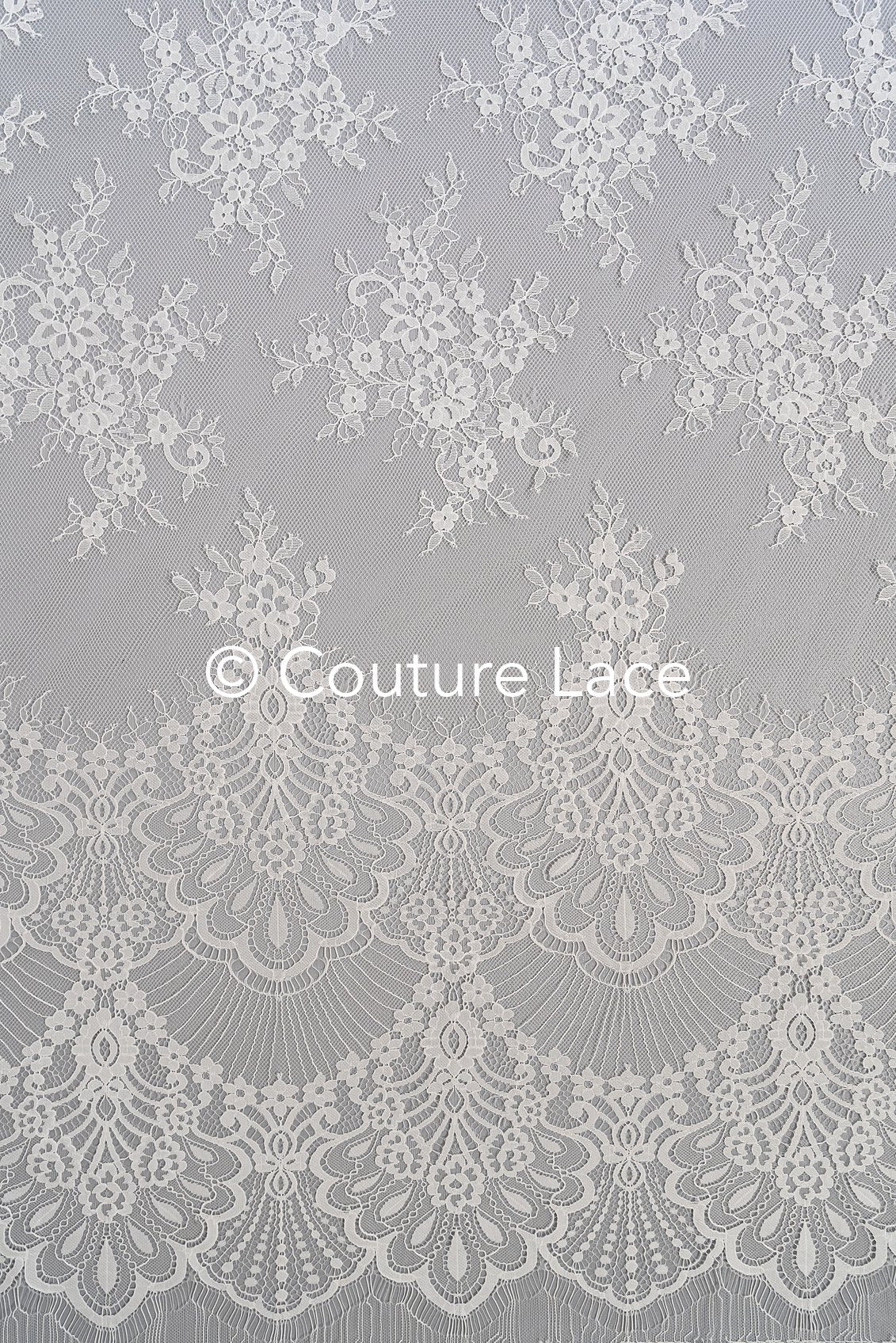 3 mètres de dentelle florale française / dentelle Chantilly française pour mariée // L25-759