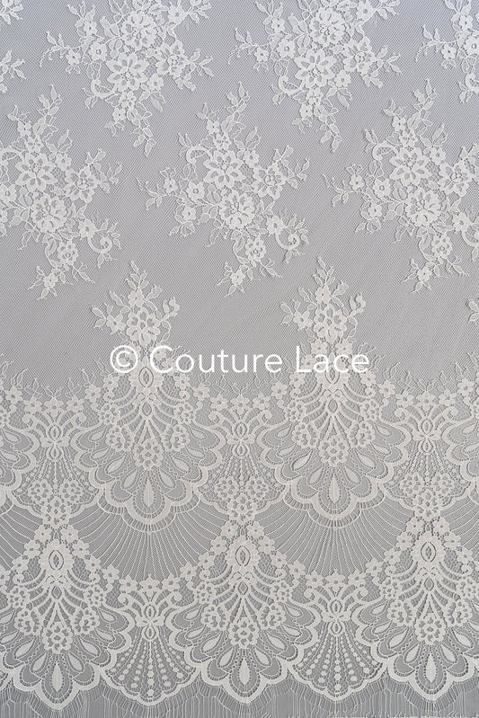 3 mètres de dentelle florale française / dentelle Chantilly française pour mariée // L25-759