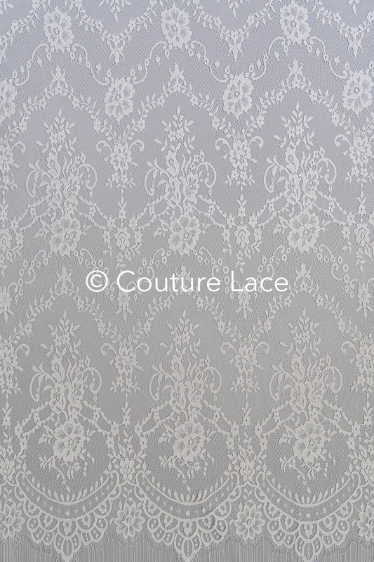 3 mètres de dentelle florale française / Dentelle de mariée Chantilly française // L25-760