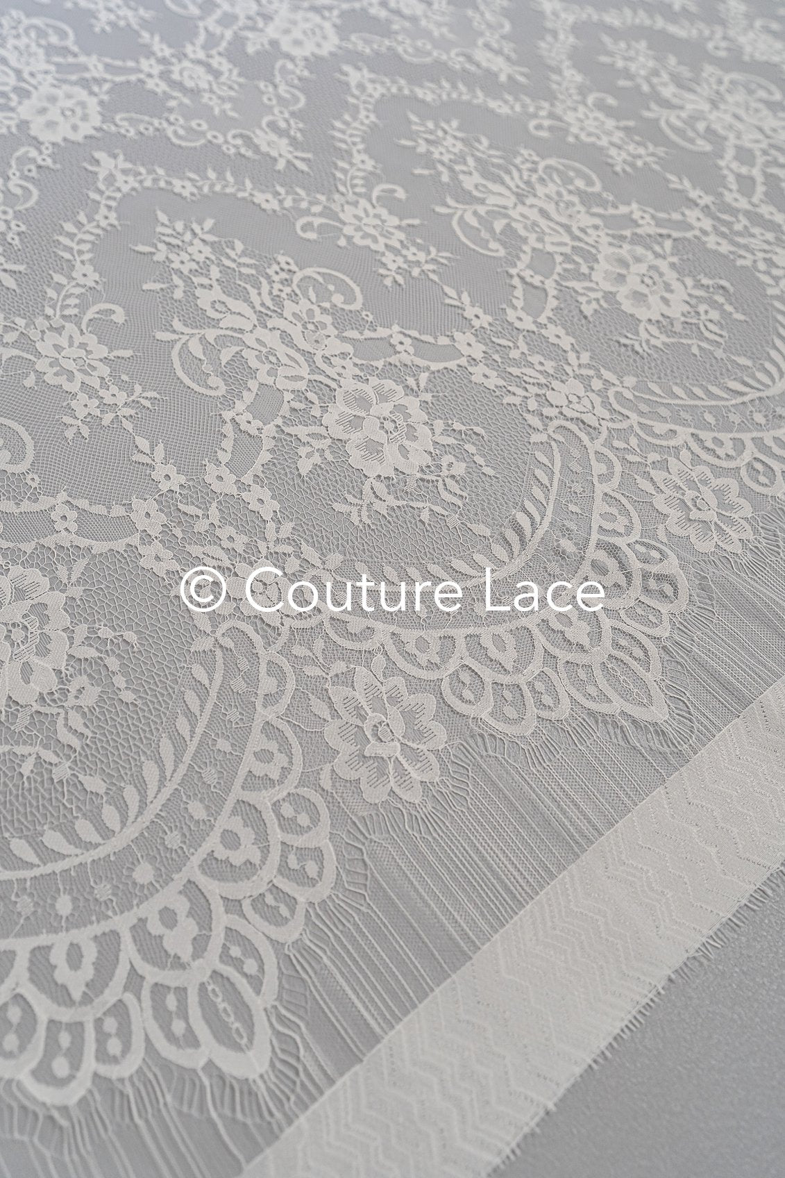 3 mètres de dentelle florale française / Dentelle de mariée Chantilly française // L25-760