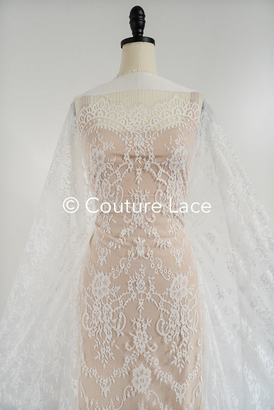 3 mètres de dentelle florale française / Dentelle de mariée Chantilly française // L25-760