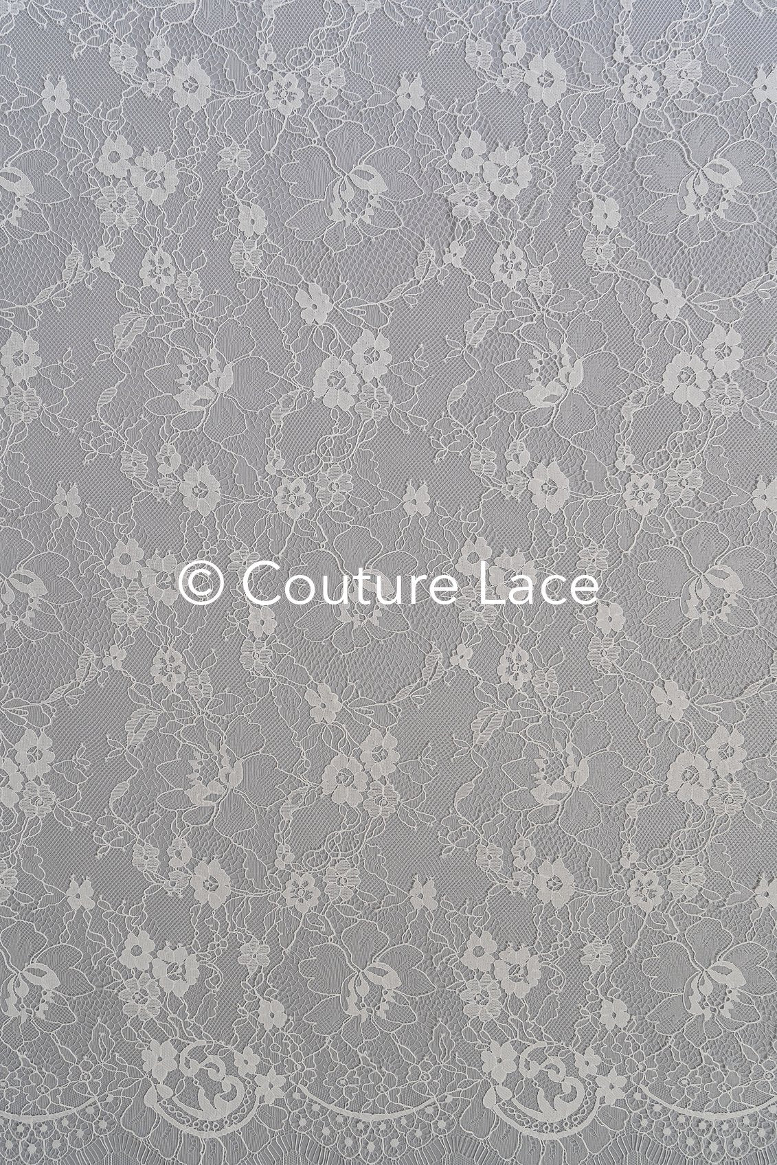 3 mètres de dentelle florale française / Dentelle de Chantilly française pour mariée // L25-761