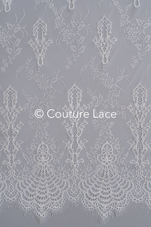 3 MÈTRES Tissu de dentelle de mariée/ Dentelle de robe de soirée douce/ Dentelle florale blanc cassé/ Dentelle de lingerie/ Tissu de dentelle de mariage de cils// C17-003 