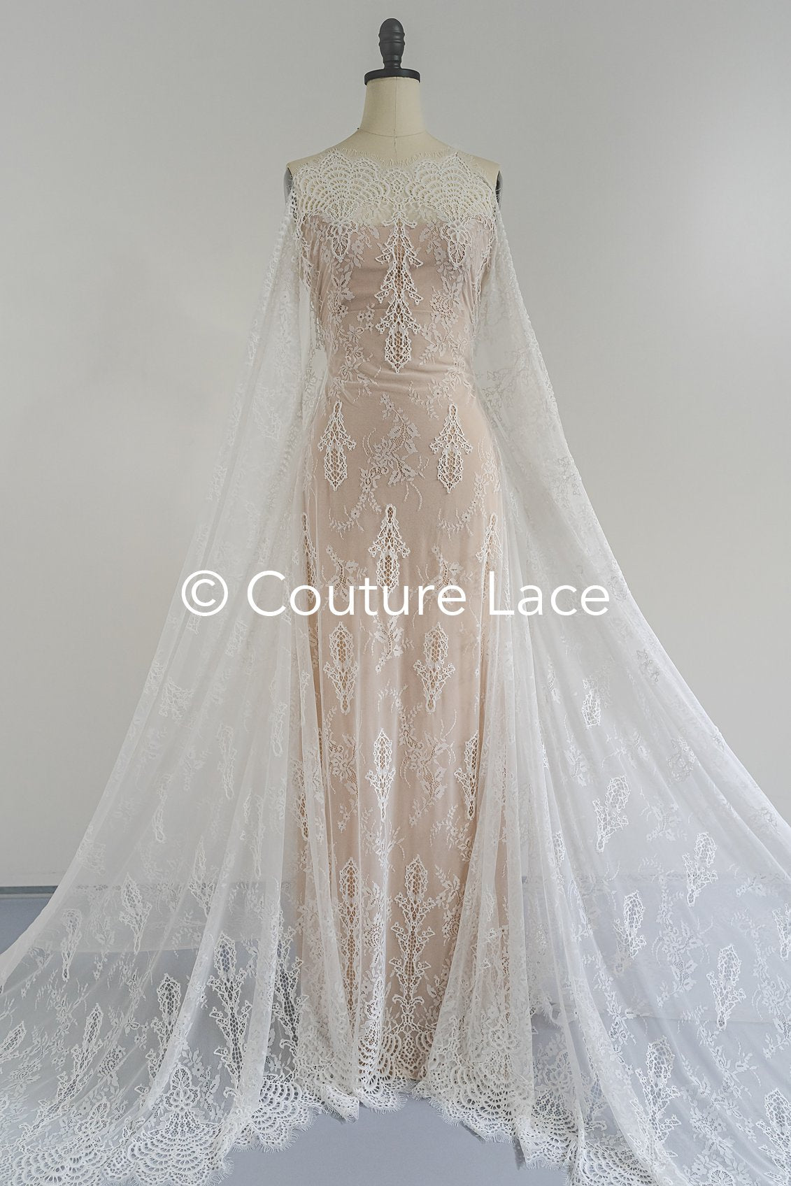 3 MÈTRES Tissu de dentelle de mariée/ Dentelle de robe de soirée douce/ Dentelle florale blanc cassé/ Dentelle de lingerie/ Tissu de dentelle de mariage de cils// C17-003 