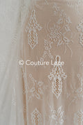 3 MÈTRES Tissu de dentelle de mariée/ Dentelle de robe de soirée douce/ Dentelle florale blanc cassé/ Dentelle de lingerie/ Tissu de dentelle de mariage de cils// C17-003 