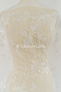 Soft bridal lace fabric with sequins and floral pattern, floral bridal lace // L25-770