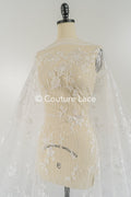 Soft bridal lace fabric with sequins and floral pattern, floral bridal lace // L25-770