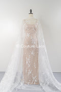 Soft bridal lace fabric with sequins and floral pattern, floral bridal lace // L25-770