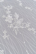 Soft bridal lace fabric with sequins and floral pattern, floral bridal lace // L25-770