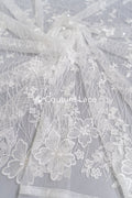 Soft bridal lace fabric with sequins and floral pattern, floral bridal lace // L25-770
