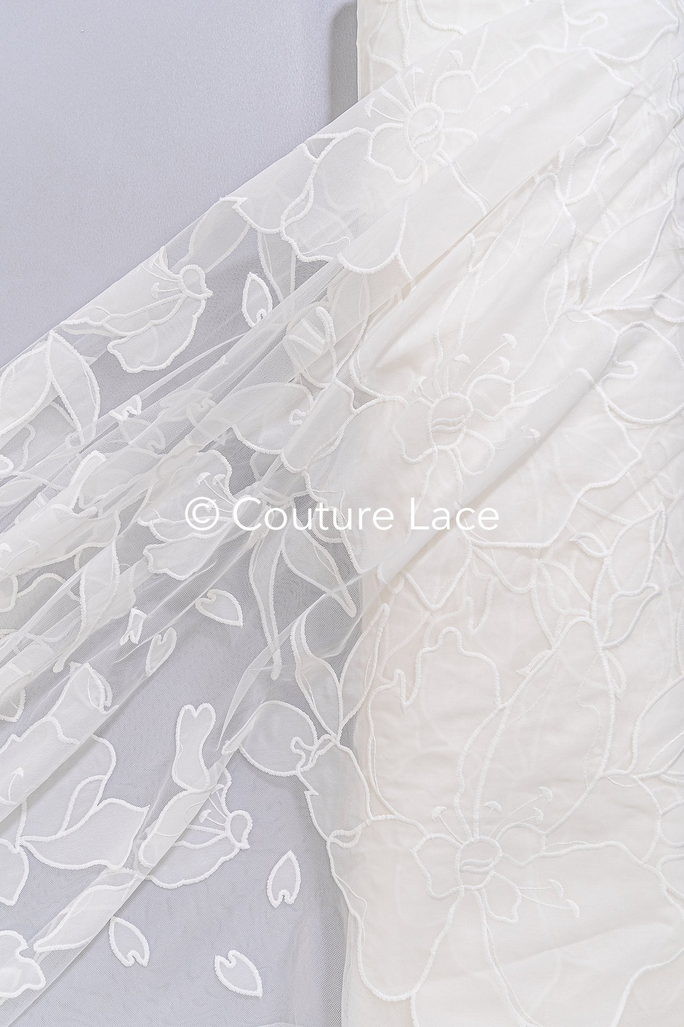 Floral bestickter Braut Spitzenstoff, Spitze mit großen Blumenmuster für Brautkleider // L25-788