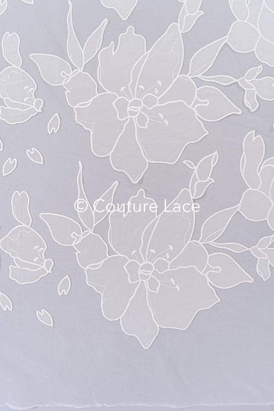 Floral bestickter Braut Spitzenstoff, Spitze mit großen Blumenmuster für Brautkleider // L25-788