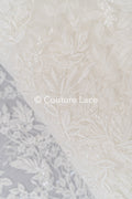 Exquisite Florale Spitze für Brautkleider, Luxus Brautspitze mit Perlenstickerei // L25-789